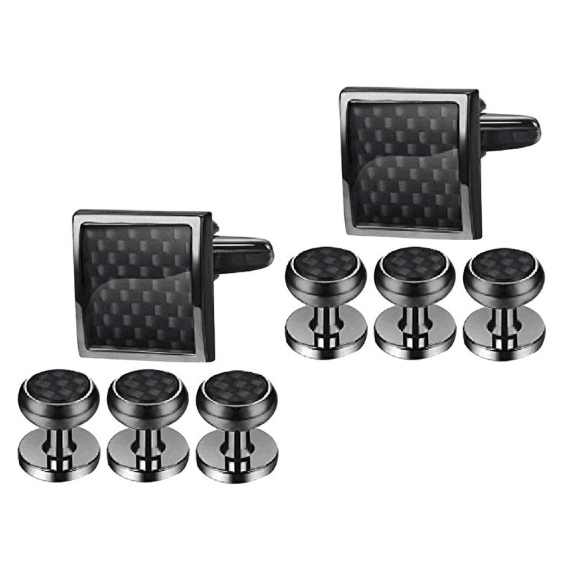 8pcs Wedding And Set Men Black Cuffs Links With Box For Wedding Party Groom Groomsmen Elegant Business Shirts Formal Events Tuxedo Accessories - Image 4