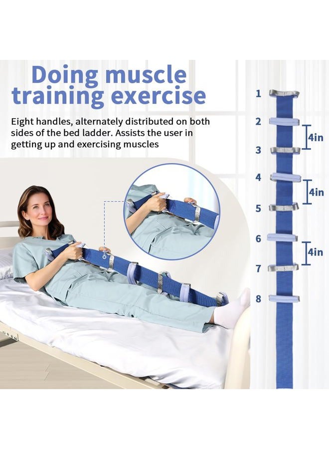 Ehucon Bed Ladder Assist Pull Ups Straps, Rope Ladder for Bed Assist with 8 Hand Loops (1pc,3” W x 65.35” H) - Image 5