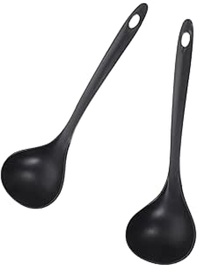 Long Handle Plastic Soup Ladles and Spoons 2 Piece Set for Ramen Wonton Stews and Sauces - Image 1