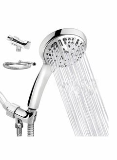 High Pressure Handheld Shower Head with 6 Spray Modes, Detachable Design, 59" Stainless Steel Hose, and Adjustable Shower Bracket