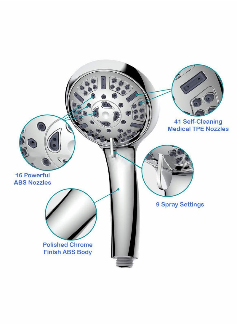 Generic - High Pressure Handheld Shower Head with 6 Spray Modes, Detachable Design, 59" Stainless Steel Hose, and Adjustable Shower Bracket - Image 1