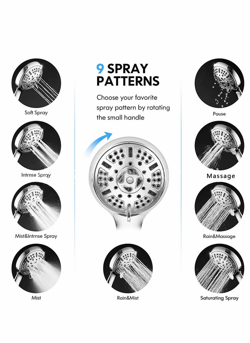 Generic - High Pressure Handheld Shower Head with 6 Spray Modes, Detachable Design, 59" Stainless Steel Hose, and Adjustable Shower Bracket - Image 1