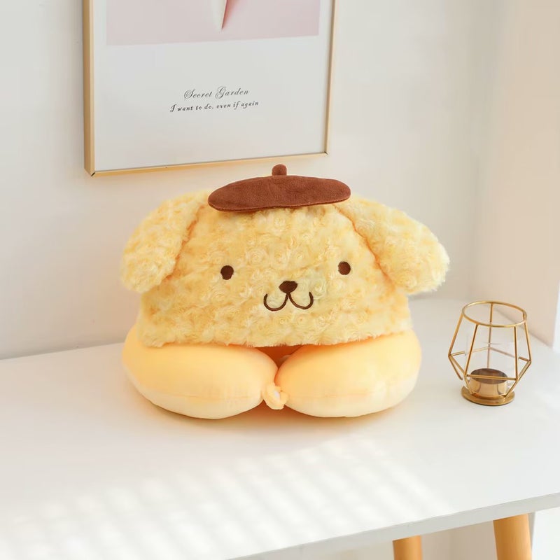 Cartoon Cute Coolomi Pudding Dog Hooded U-Shaped Pillow Hooded Nap Sleeping Pillow Travel Aircraft Pillow Pillow - Image 1