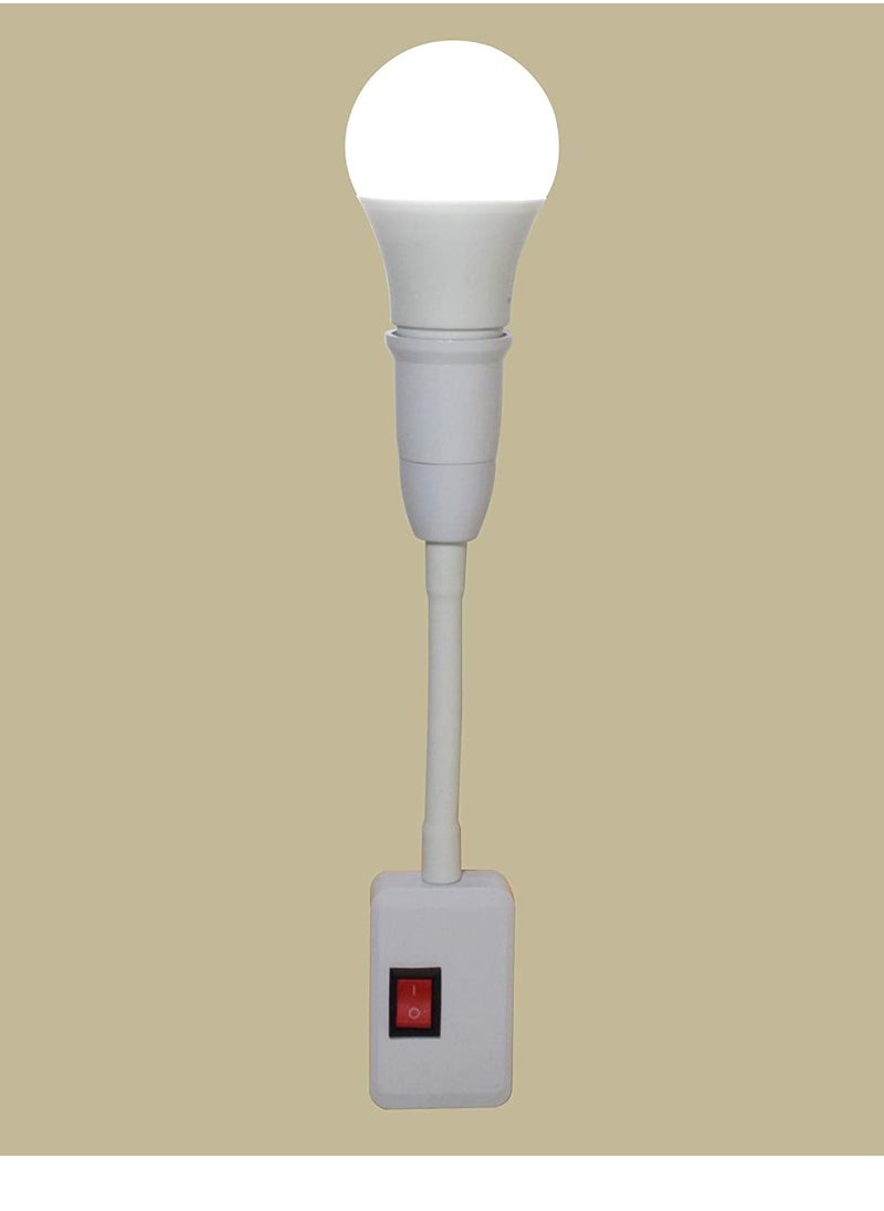 360° Light Socket Adapter, E26/E27 Bulb Holder Extender with ON/OFF Switch for Desk Lamps, AC Bulb Socket Converter