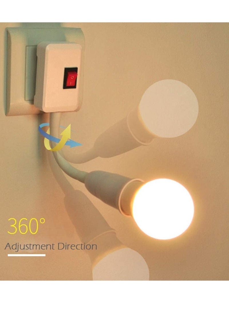 360° Light Socket Adapter, E26/E27 Bulb Holder Extender with ON/OFF Switch for Desk Lamps, AC Bulb Socket Converter