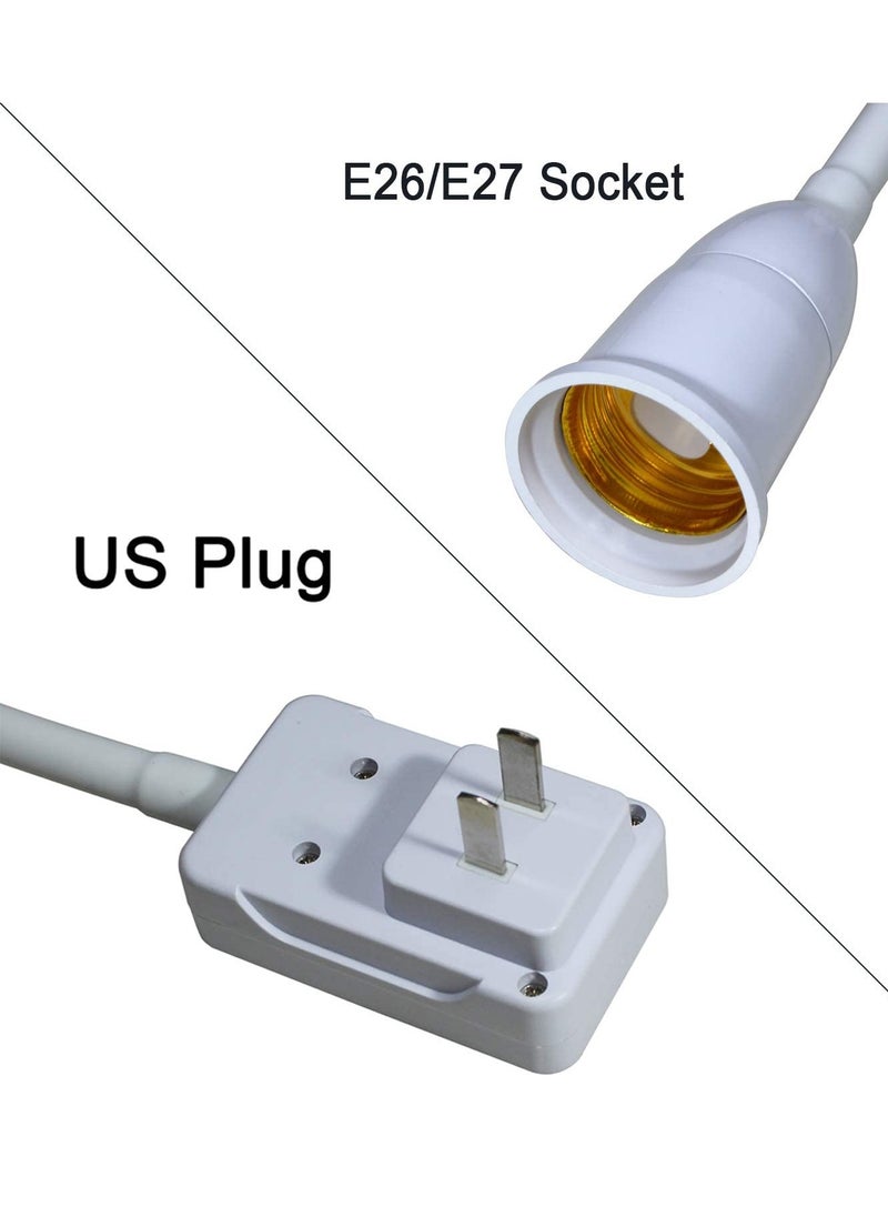 360° Light Socket Adapter, E26/E27 Bulb Holder Extender with ON/OFF Switch for Desk Lamps, AC Bulb Socket Converter