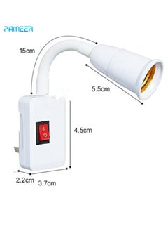 PAMEER 360° Light Socket Adapter, E26/E27 Bulb Holder Extender with ON/OFF Switch for Desk Lamps, AC Bulb Socket Converter  - Image 2