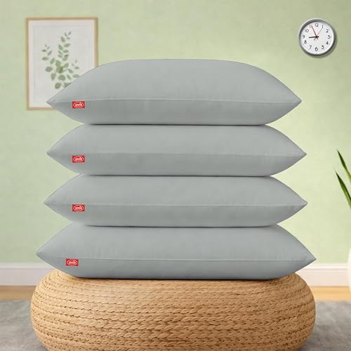 Zinnia Comfort Soft Microfiber Bed Pillows for Sleeping | Light Grey, Regular Size 16 x 24 Inches | Soft & Comfortable Set of Pillow for Home & Daily Use | Pack of 4 - Image 1