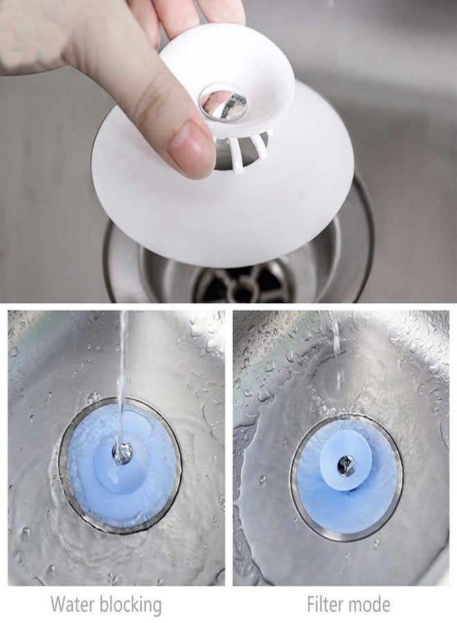 Leeonz Silicone Sink Strainer, 2 in 1 Drain Stopper & Hair Catcher, White, Modern, Polished Finish - Image 5
