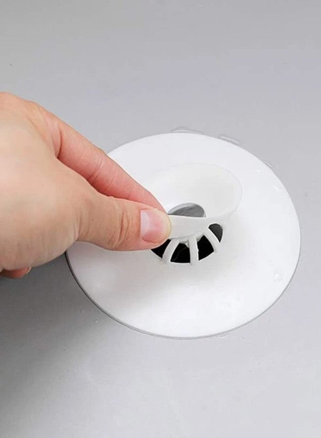Leeonz Silicone Sink Strainer, 2 in 1 Drain Stopper & Hair Catcher, White, Modern, Polished Finish - Image 4