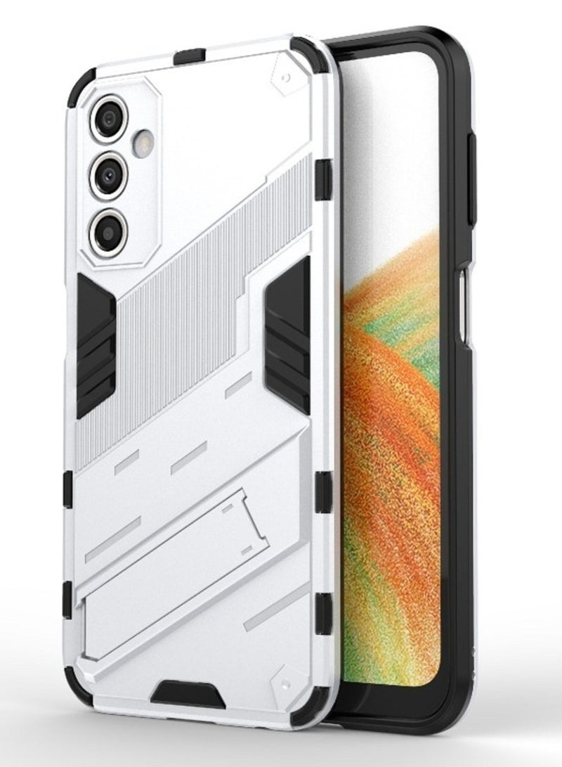 Punk Armor 2 in 1 PC Tpu Shockproof Phone Case with Invisible Holder For Samsung Galaxy A14 (white) - Image 1