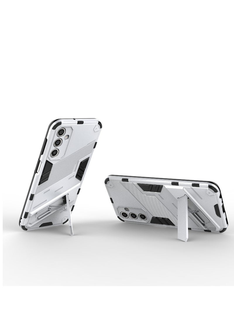 Punk Armor 2 in 1 PC Tpu Shockproof Phone Case with Invisible Holder For Samsung Galaxy A14 (white) - Image 2