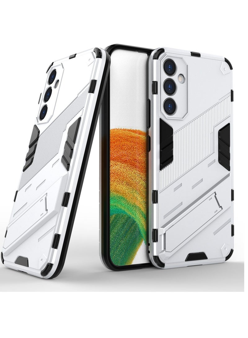 Punk Armor 2 in 1 PC Tpu Shockproof Phone Case with Invisible Holder For Samsung Galaxy A14 (white) - Image 3