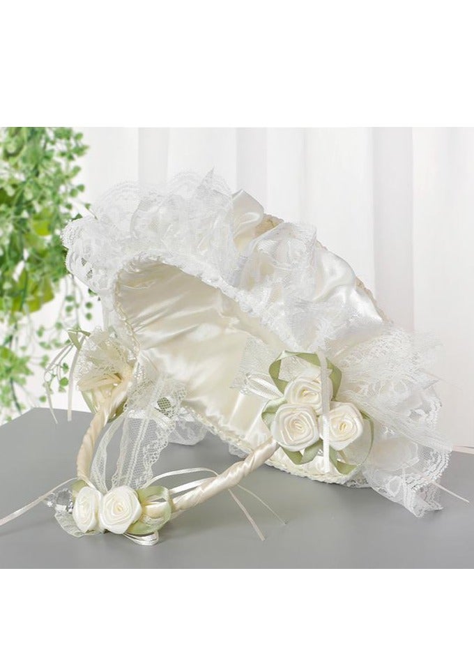 Generic Wedding Flower Girl Flower Basket - Outdoor Wedding Handheld Flower Basket - Flower Ring - Evening Dance Flower Basket - Retro Home Decoration - Photography Prop Flower Basket  - Image 4