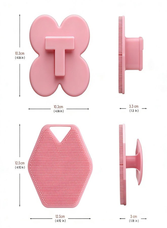 Jedroc 5 Pcs Silicone Body Scrubber, Easy to Bubble and Compact Bristles Back Scrubber for Shower, Used for Exfoliating Body Scrub Body Scrubber (Pink) - Image 3