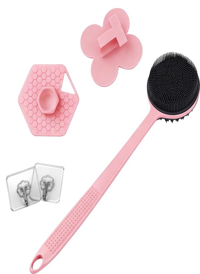 Jedroc 5 Pcs Silicone Body Scrubber, Easy to Bubble and Compact Bristles Back Scrubber for Shower, Used for Exfoliating Body Scrub Body Scrubber (Pink) - Image 1