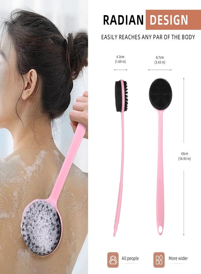 Jedroc 5 Pcs Silicone Body Scrubber, Easy to Bubble and Compact Bristles Back Scrubber for Shower, Used for Exfoliating Body Scrub Body Scrubber (Pink) - Image 2