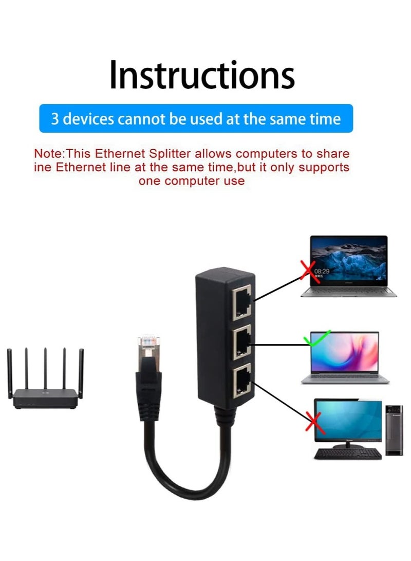 SYOSI RJ45 Ethernet Splitter RJ45 1 Male to 3 x Female LAN Ethernet Splitter Adapter Cable Suitable for Super Cat5 Cat5e Cat6 Cat7 LAN Ethernet Socket Connector Adapter - Image 3