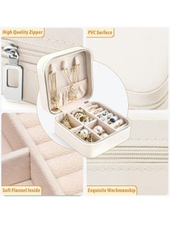 TRAVEL Small Leather Jewelry Organizer, Rings, Earrings, Necklaces, Bracelets, Jewelry Box, Jewelry Storage Box, Cosmetic Box (White)  - Image 4
