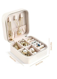 TRAVEL Small Leather Jewelry Organizer, Rings, Earrings, Necklaces, Bracelets, Jewelry Box, Jewelry Storage Box, Cosmetic Box (White)  - Image 5