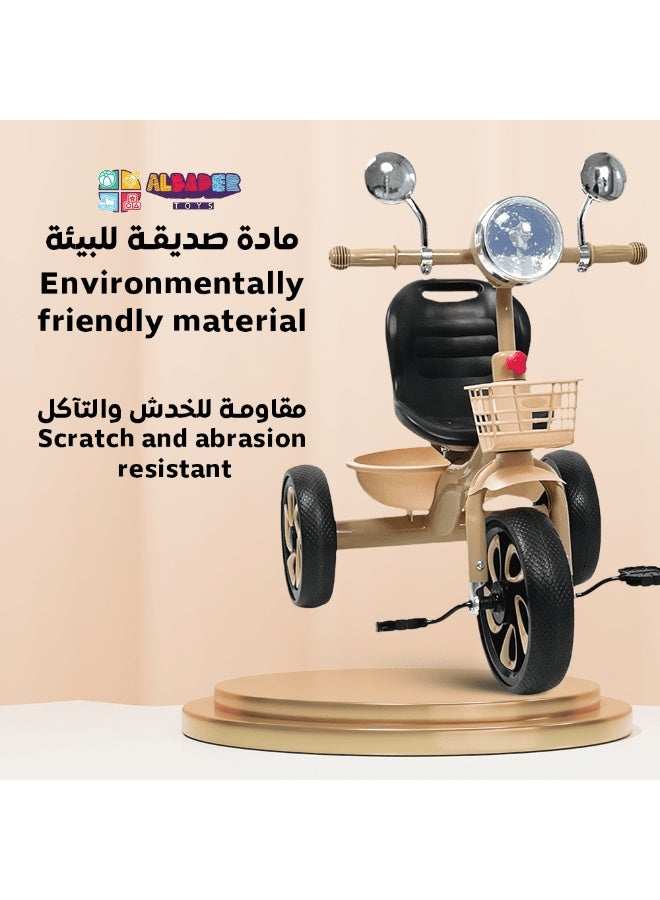 ALBADER Kids Three Wheel Tricycle with Music and Lights, Cartoon Ride On Trike Bike with Storage Basket, Stable Toddler Tricycle for Boys and Girls, Indoor Outdoor Ride On Toy for Kids 2-6 Years - Image 2