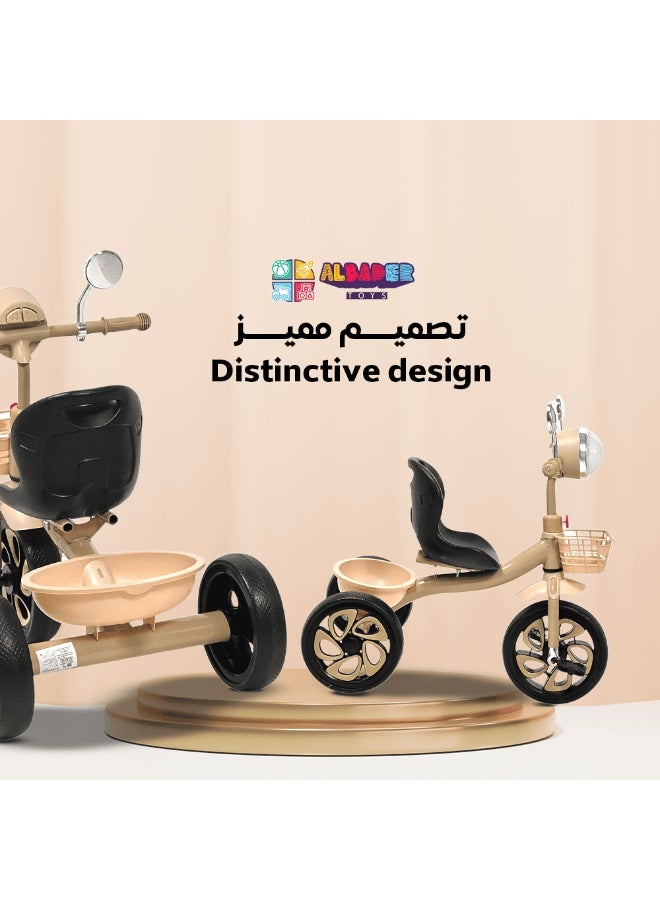 ALBADER Kids Three Wheel Tricycle with Music and Lights, Cartoon Ride On Trike Bike with Storage Basket, Stable Toddler Tricycle for Boys and Girls, Indoor Outdoor Ride On Toy for Kids 2-6 Years - Image 3
