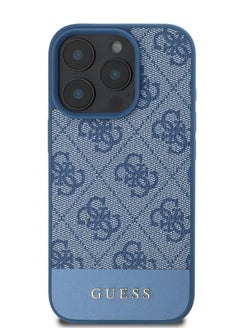 GUESS iPhone 16 Pro Max Case PU 4G Hard Cover with Bottom Stripe Classic Logo / Drop Protection / Extra Shield Protection / Slim back Cover - Blue  - Image 2