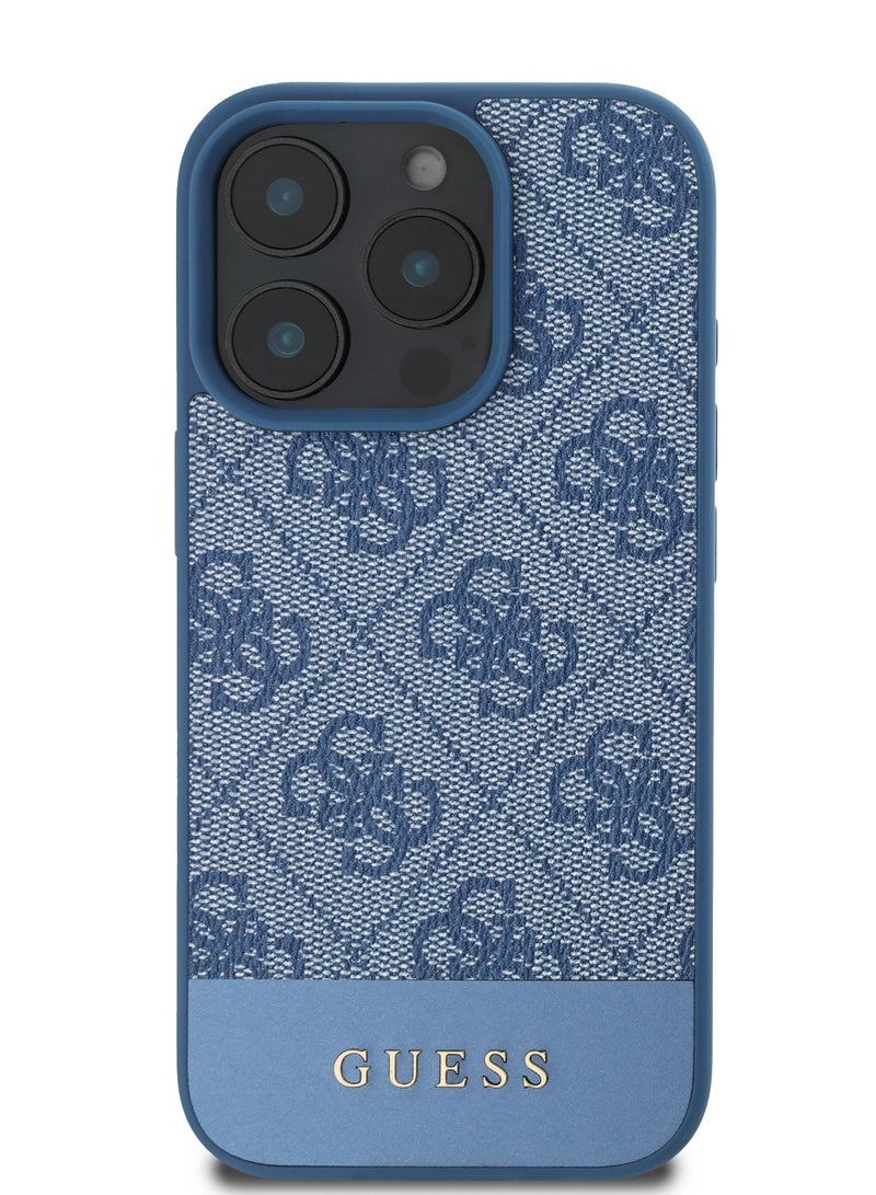 GUESS iPhone 16 Pro Max Case PU 4G Hard Cover with Bottom Stripe Classic Logo / Drop Protection / Extra Shield Protection / Slim back Cover - Blue  - Image 2