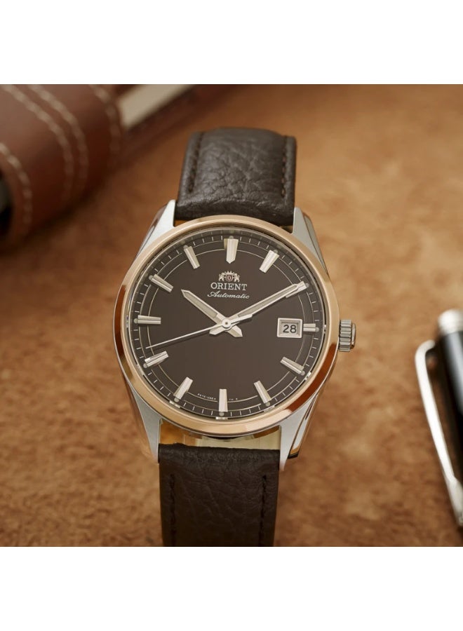 ORIENT Men Mechanical Contemporary "Stretto" Men's Watch RA‑AC0R03Y30B, 38.5 mm Brown Dial, Stainless Steel Case & Brown Leather Strap, Date, 50 M WR - Image 2