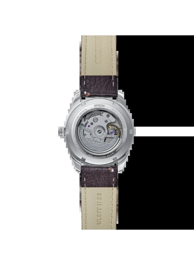 ORIENT Men Mechanical Contemporary "Stretto" Men's Watch RA‑AC0R03Y30B, 38.5 mm Brown Dial, Stainless Steel Case & Brown Leather Strap, Date, 50 M WR - Image 4