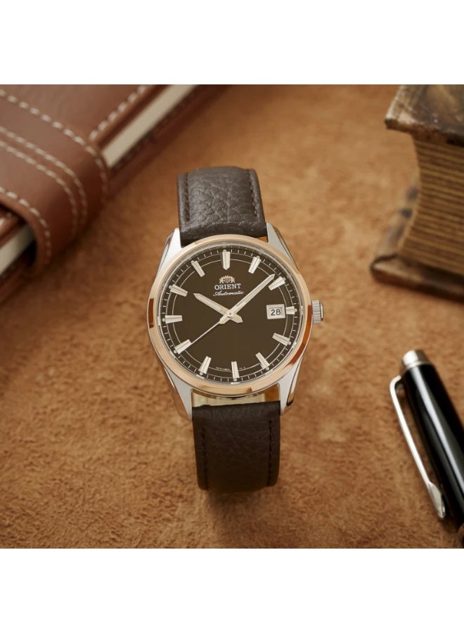 ORIENT Men Mechanical Contemporary "Stretto" Men's Watch RA‑AC0R03Y30B, 38.5 mm Brown Dial, Stainless Steel Case & Brown Leather Strap, Date, 50 M WR - Image 1