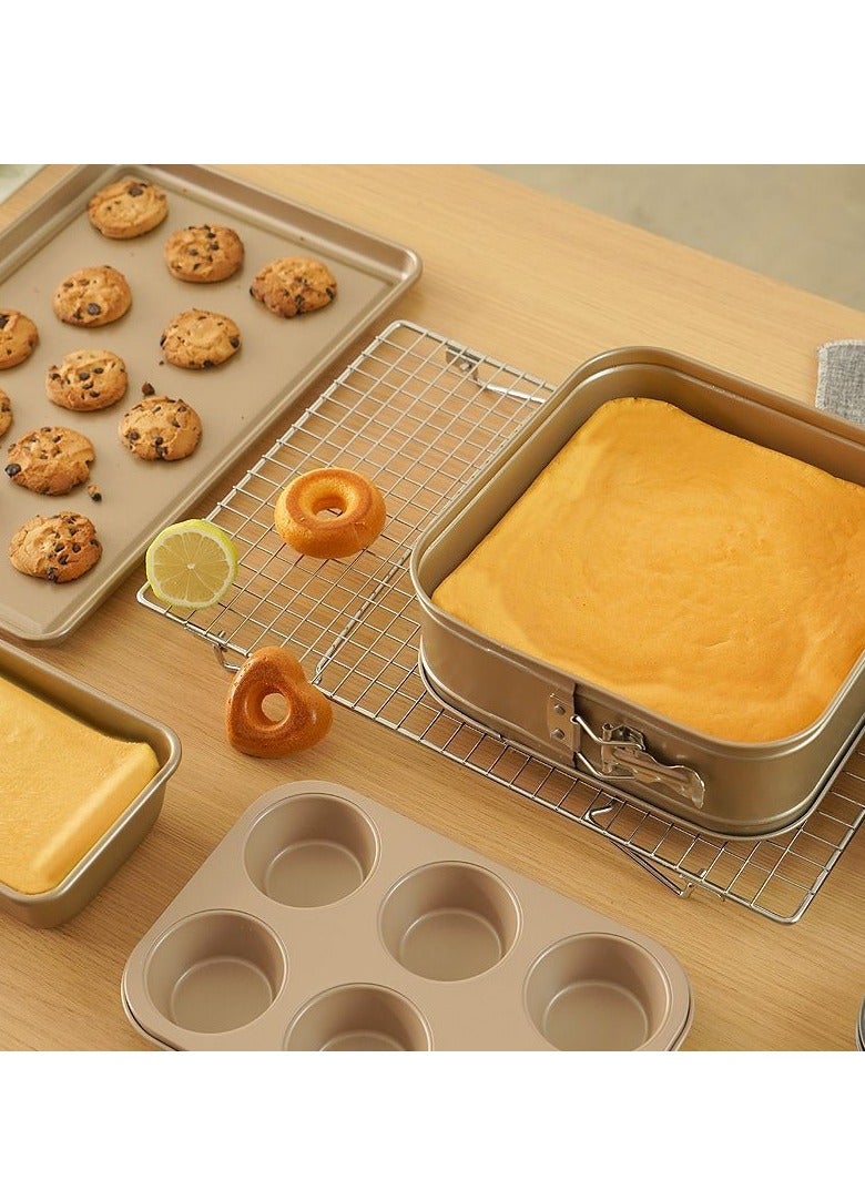 5 Piece Oven Pan Set Made Of Carbon Steel Baking Pan Oven Trays Cake Tray Oven Pan Cake Mold Rose Gold Rose Gold 5-Piece Set - Image 5