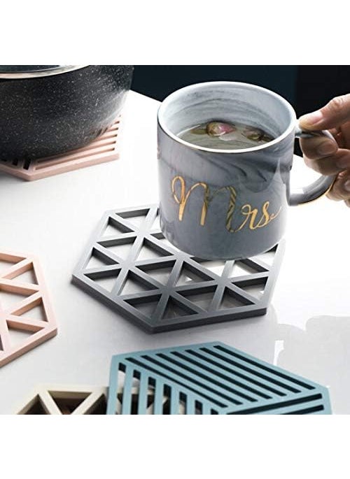 Leeonz Leeonz Cup Mat PVC Tea Coaster Non-Slip Placemat High Temperature Insulation Pad Hollow Pot Mat Bowl with Anti-hot Plastic Placemat A Set of Four Pieces Coaster for Drinks (Mix, Set of 6pcs)  - Image 3