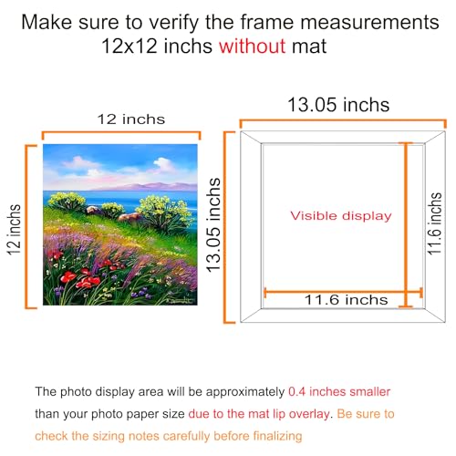 BESCRCL 12x12 Picture Frame Black Set of 6, Diamond Art Painting Frames Display Photo 10x10 or 12 x 12 without Mat, Wall Hanging Frame with Plexiglass - Image 5
