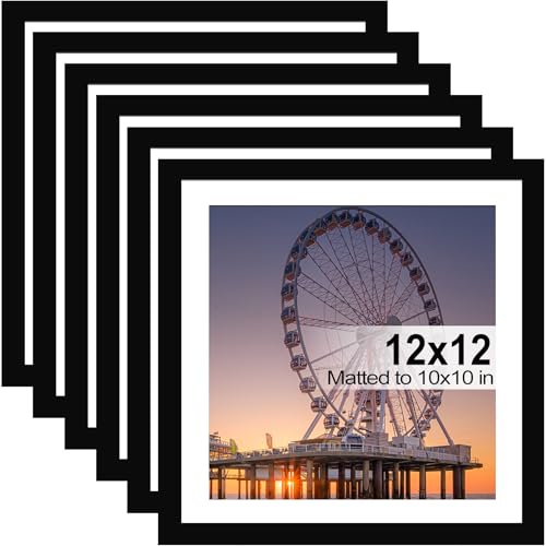 BESCRCL 12x12 Picture Frame Black Set of 6, Diamond Art Painting Frames Display Photo 10x10 or 12 x 12 without Mat, Wall Hanging Frame with Plexiglass - Image 1