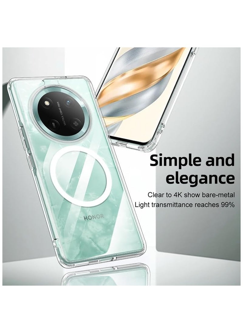 Generic - Magnetic Case Compatible with Honor X9c 5G Honor X60 Pro Matte Frosted Clear Transparent Case Airbag Anti-drop Hard PC Soft TPU Bumper - Image 1
