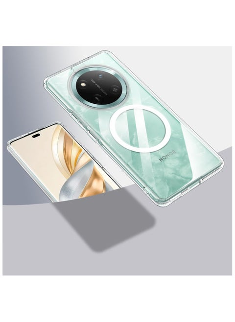 Magnetic Case Compatible with Honor X9c 5G Honor X60 Pro Matte Frosted Clear Transparent Case Airbag Anti-drop Hard PC Soft TPU Bumper