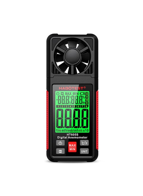 Digital Anemometer 0-12 Beaufort Scale Handheld Wind Speed Meter with Backlight LCD Screen Air Flow Meter