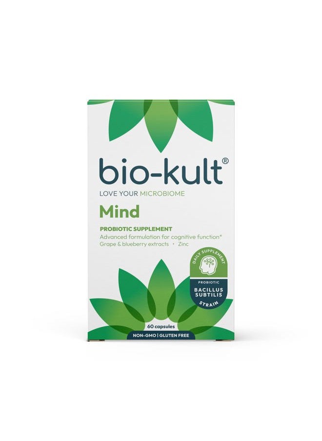 Bio-Kult Mind Probiotic Supplement for Cognitive Function with Added Grape and Blueberry Extracts and Zinc – 60 Capsules  - Image 1
