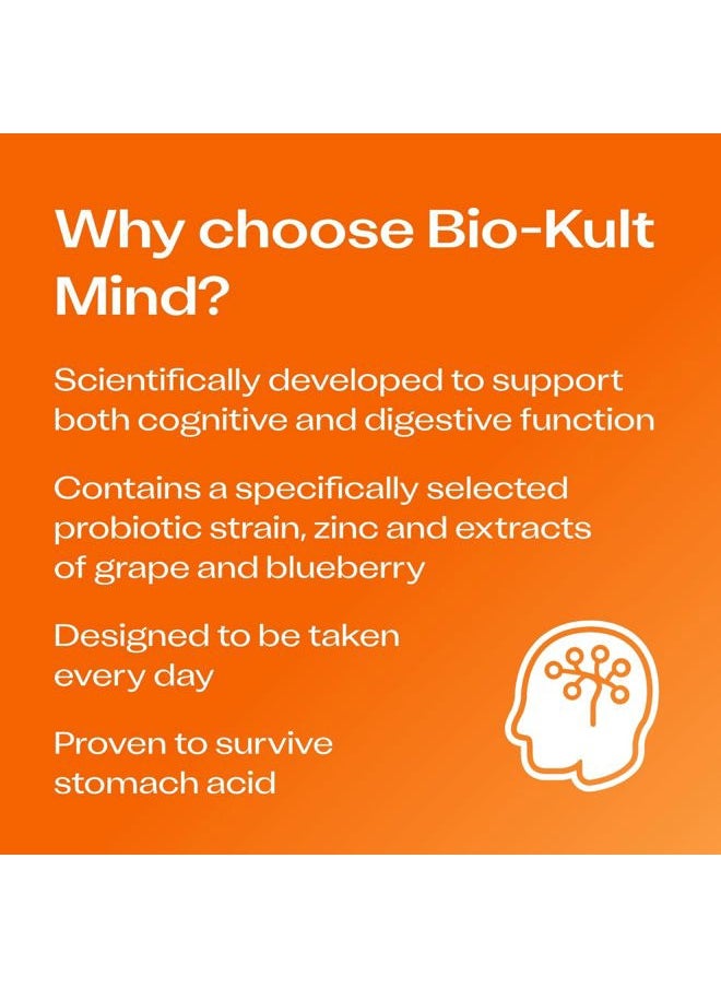 Bio-Kult Mind Probiotic Supplement for Cognitive Function with Added Grape and Blueberry Extracts and Zinc – 60 Capsules  - Image 2