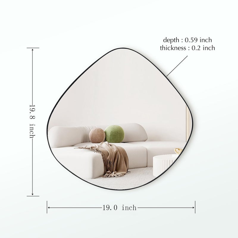 ELEHUME Irregular Wall Mirror Matel Matte Black Framed Wall Mirror for Living Room Bedroom Bathroom Entryway Wall Decor 19.8" L x 19.0" W ELE-005B - Image 3