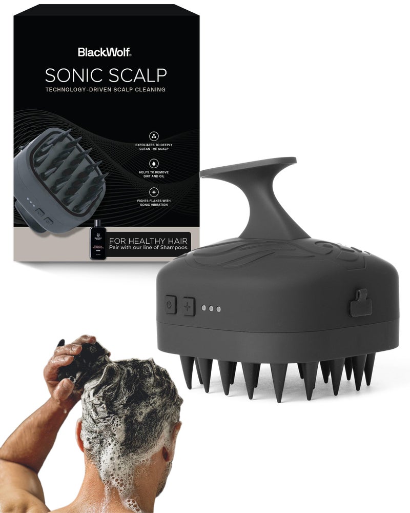 Black Wolf Sonic Scalp Scrubber Electric Hair Scalp Massager Brush with 3Speed Oscillation Rechargeable Shower Brush Head Scrubber with Soft Silicone Bristles for Deep Clean Exfoliation - Image 3