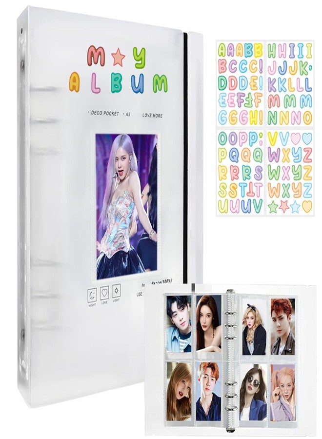 KeCool Photocard Binder A5 Kpop Photocard Holder Book, 200 Pockets Kpop Photocard Binder, Large Capacity A5 6 Ring Kpop Photo Card Binder Photocard Album, Clear Kpop Binder Album with DIY Letter Sticker - Image 1