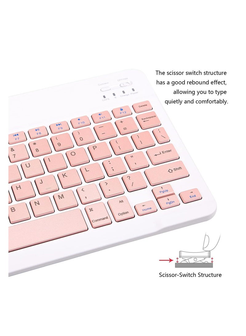 ELTRAZONE UltraSlim Bluetooth Keyboard and Mouse Combo Rechargeable Portable Wireless Keyboard Mouse Set for Apple iPad iPhone iOS 13 and Above Samsung Tablet Phone Smartphone Android Window. (PINK) - Image 4