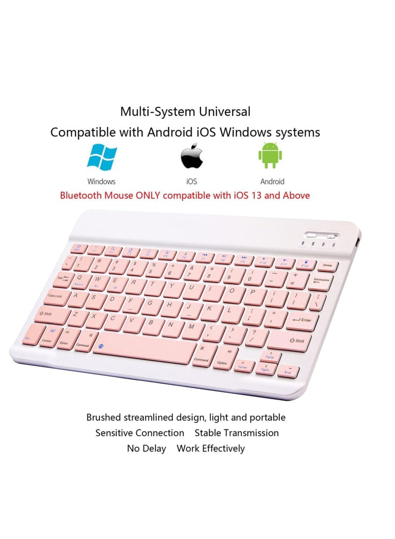 ELTRAZONE UltraSlim Bluetooth Keyboard and Mouse Combo Rechargeable Portable Wireless Keyboard Mouse Set for Apple iPad iPhone iOS 13 and Above Samsung Tablet Phone Smartphone Android Window. (PINK) - Image 1