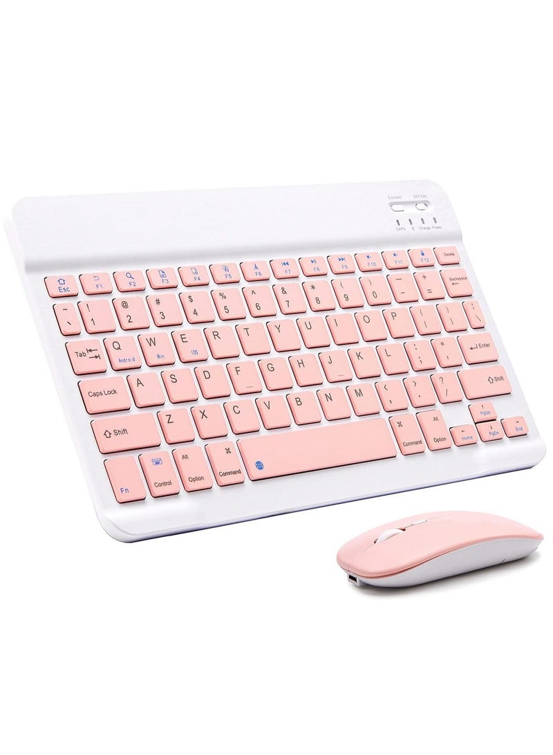 ELTRAZONE UltraSlim Bluetooth Keyboard and Mouse Combo Rechargeable Portable Wireless Keyboard Mouse Set for Apple iPad iPhone iOS 13 and Above Samsung Tablet Phone Smartphone Android Window. (PINK) - Image 3