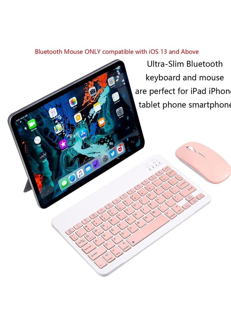 ELTRAZONE UltraSlim Bluetooth Keyboard and Mouse Combo Rechargeable Portable Wireless Keyboard Mouse Set for Apple iPad iPhone iOS 13 and Above Samsung Tablet Phone Smartphone Android Window. (PINK) - Image 2
