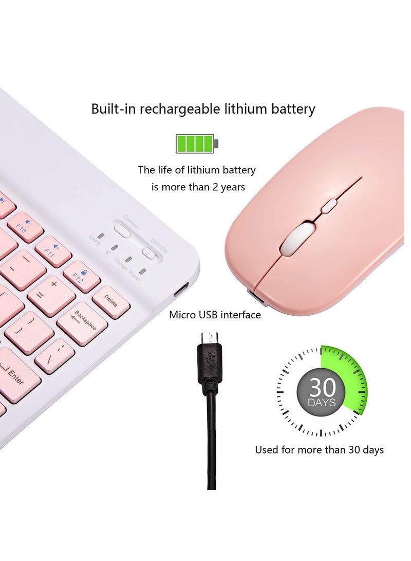 ELTRAZONE UltraSlim Bluetooth Keyboard and Mouse Combo Rechargeable Portable Wireless Keyboard Mouse Set for Apple iPad iPhone iOS 13 and Above Samsung Tablet Phone Smartphone Android Window. (PINK) - Image 5