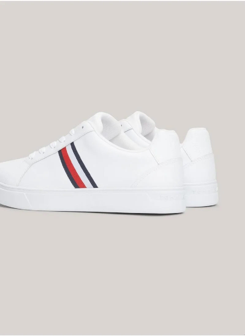 TOMMY HILFIGER Women's Essential Tape Leather Court Trainers -  Leather upper, White