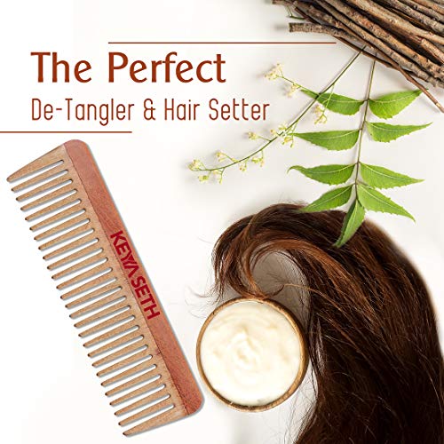 KEYA SETH AROMATHERAPY, DEVICE OF DROP KEYA SETH AROMATHERAPY Neem Wooden Comb Wide Tooth for Hair Growth for Men & Women All Purpose Large Size Perfect Hair Setter.(Pack of 2) - Image 3
